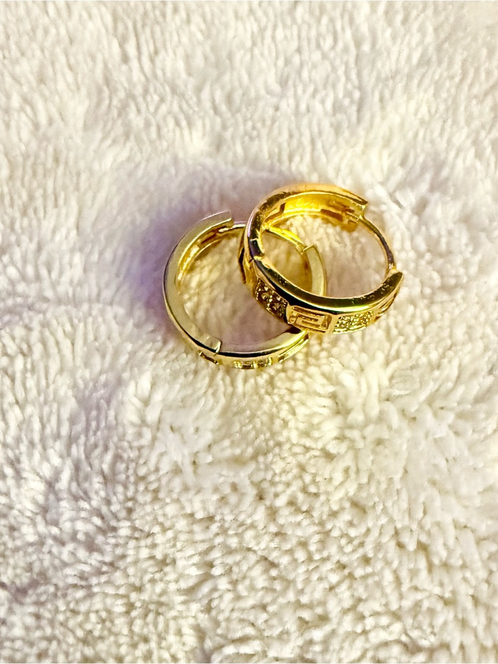 Gold Pavé Hoop Huggie Earrings - Classic Gold Tone